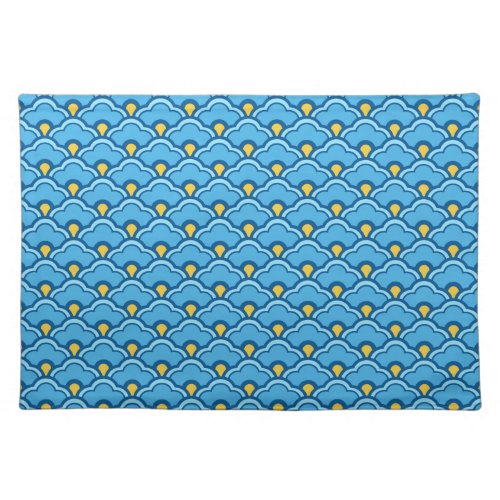 Deco Chinese Scallops Turquoise and Aqua Cloth Placemat