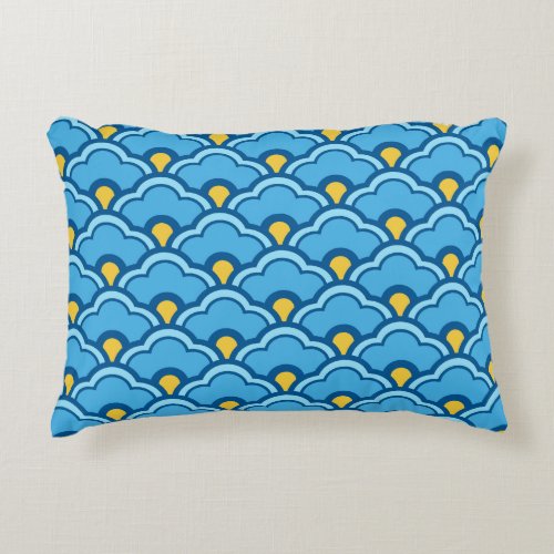 Deco Chinese Scallops Turquoise and Aqua Decorative Pillow