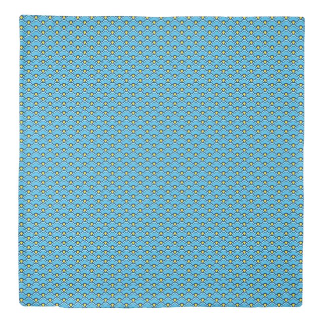 Deco Chinese Scallops, Turquoise and Aqua Duvet Cover (Front)