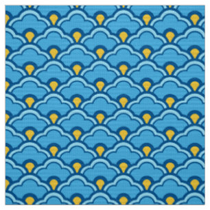 Deco Chinese Scallops, Turquoise and Aqua Fabric