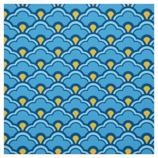 Deco Chinese Scallops, Turquoise and Aqua Fabric