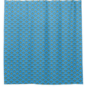 Deco Chinese Scallops, Turquoise and Aqua Shower Curtain