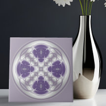 Deco Circle Abstract Purple and Gray Ceramic Tile