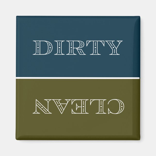 Deco Clean/Dirty Dishwasher Magnet (Blue/Gold) (Front)