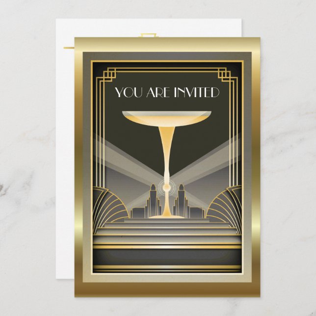 Deco Contemporary Gala Event 2 Invitation (Front/Back)