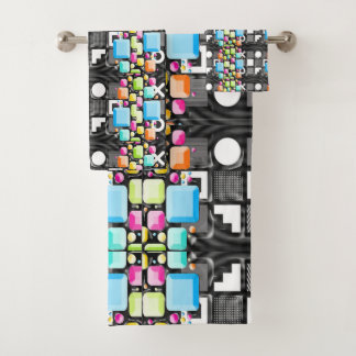 Deco Cubist Geometric Futuristic  Bath Towel Set