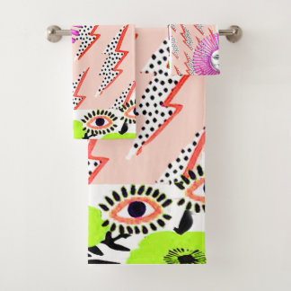 Deco Cubist Geometric Futuristic Bath Towel Set