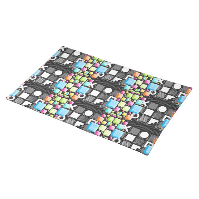 Deco Cubist Geometric Futuristic  Cloth Placemat (On Table)