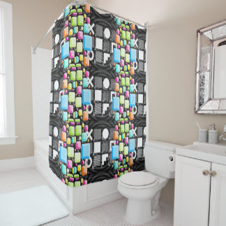Deco Cubist Geometric Futuristic  Shower Curtain