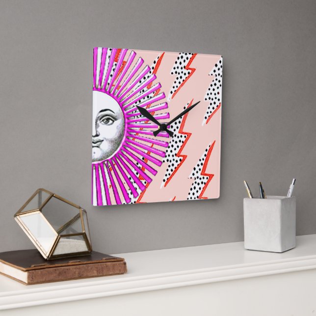 Deco Cubist Geometric Futuristic Square Wall Clock (Office)
