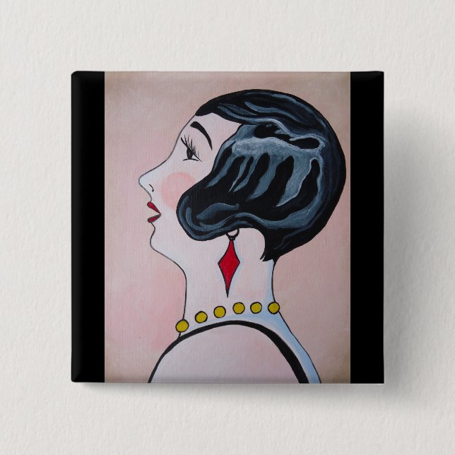 Deco Diva Pinback Button (Front)