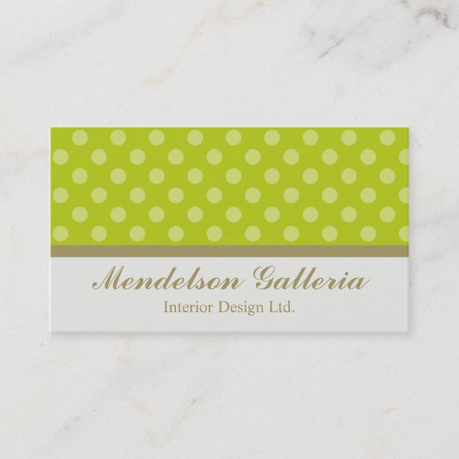 Deco Dots Green Design Company Business Card (Front)
