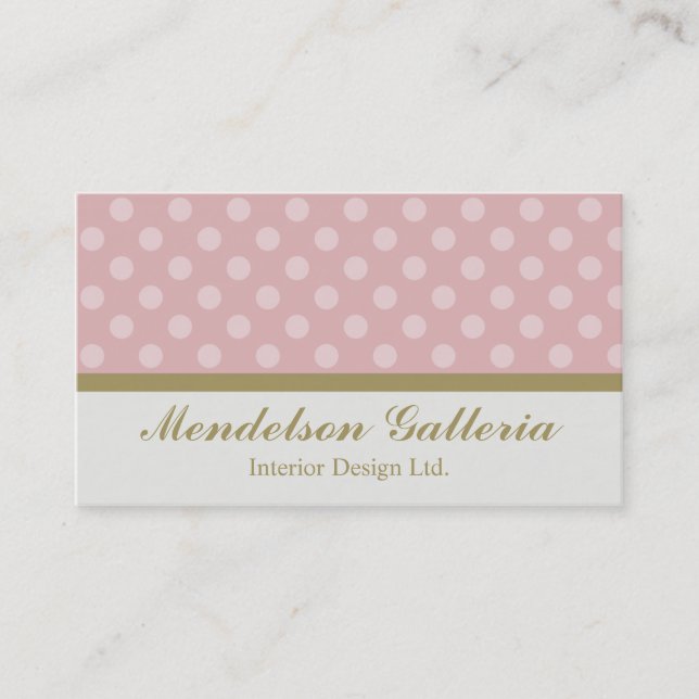 Deco Dots Pink Design Company Business Card (Front)