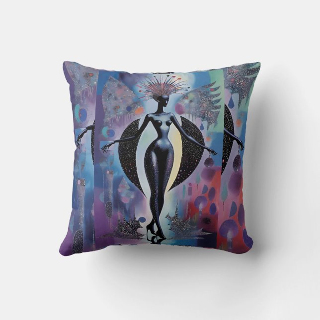 Deco Dreaming - Ken Gage Art Throw Pillow (Back)