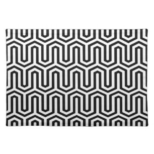 Deco Egyptian motif - black and white Cloth Placemat