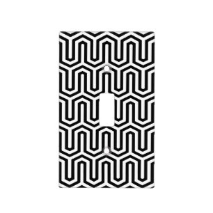 Deco Egyptian motif - black and white Light Switch Cover