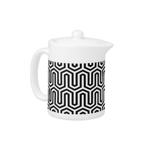 Deco Egyptian motif - black and white Teapot