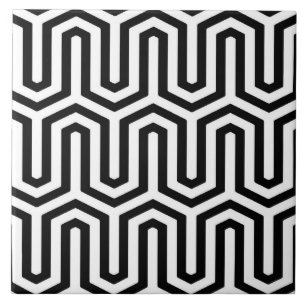 Deco Egyptian motif - black and white Tile