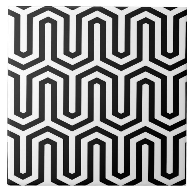 Deco Egyptian motif - black and white Tile (Front)