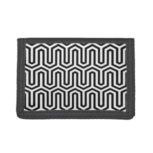Deco Egyptian motif - black and white Tri-fold Wallet