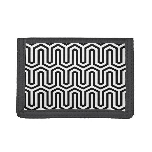 Deco Egyptian motif _ black and white Tri_fold Wallet