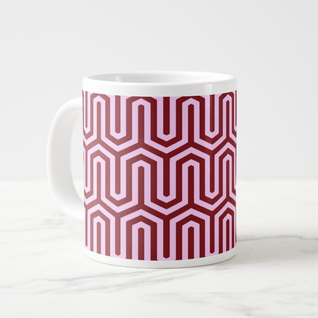 Deco Egyptian motif - burgundy and pink Giant Coffee Mug (Front Left)