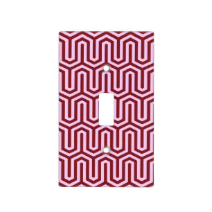 Deco Egyptian motif - burgundy and pink Light Switch Cover