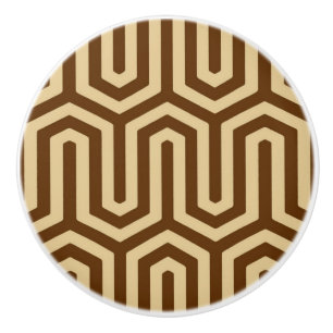 Deco Egyptian motif - caramel and chocolate Ceramic Knob