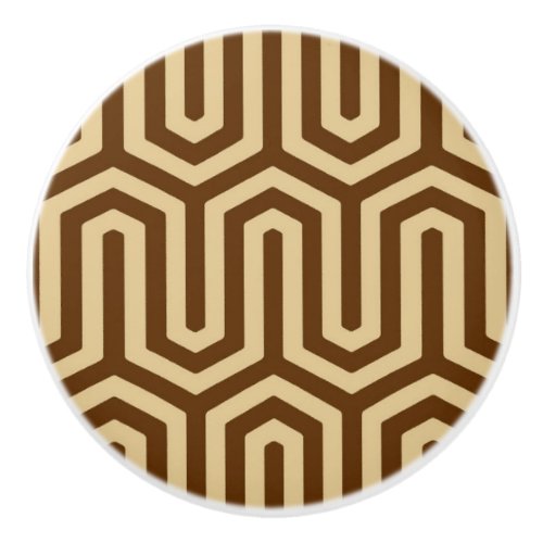 Deco Egyptian motif _ caramel and chocolate Ceramic Knob
