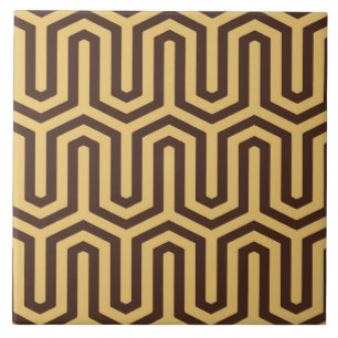Deco Egyptian motif - caramel and chocolate Ceramic Tile