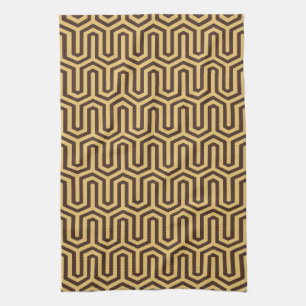 Deco Egyptian motif - caramel and chocolate Kitchen Towel