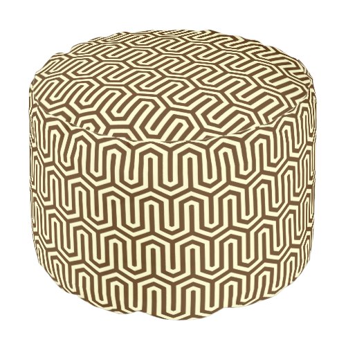 Deco Egyptian motif _ chocolate and cream Pouf