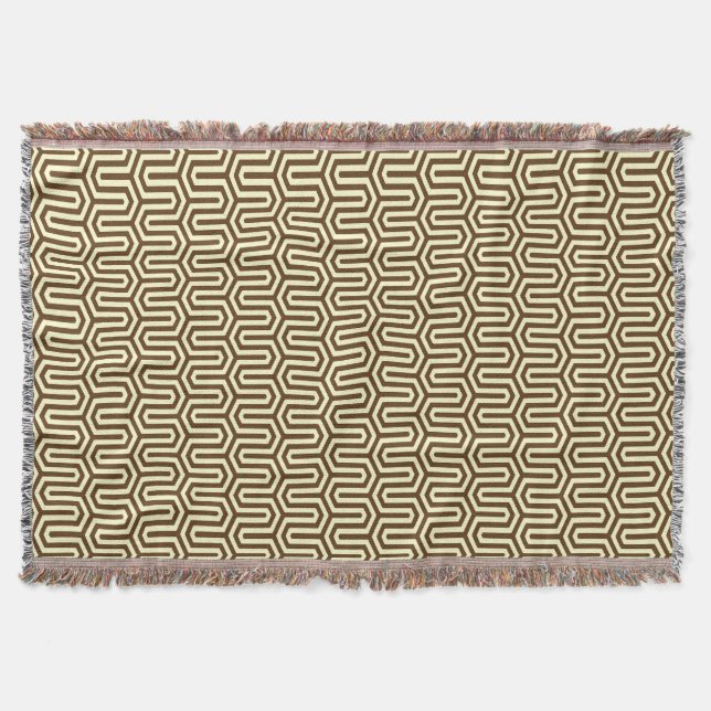 Deco Egyptian motif - chocolate and cream Throw Blanket (Front)