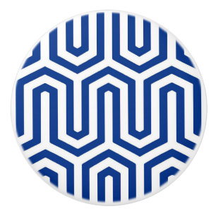 Deco Egyptian motif - cobalt blue and white Ceramic Knob