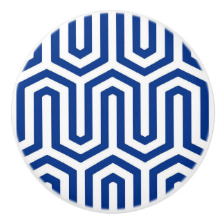 Deco Egyptian motif - cobalt blue and white Ceramic Knob