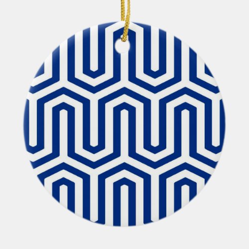 Deco Egyptian motif _ cobalt blue and white Ceramic Ornament