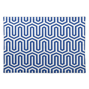 Deco Egyptian motif - cobalt blue and white Cloth Placemat