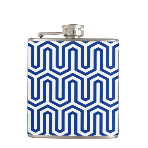 Deco Egyptian motif _ cobalt blue and white Flask