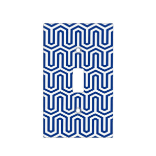 Deco Egyptian motif - cobalt blue and white Light Switch Cover
