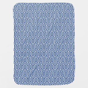 Deco Egyptian motif - cobalt blue and white Stroller Blanket