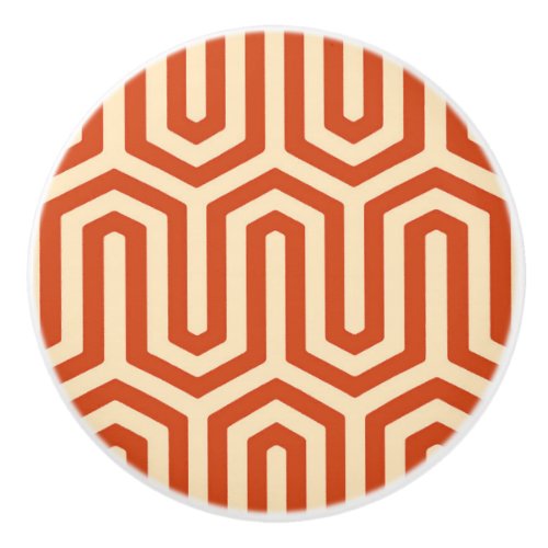 Deco Egyptian motif _ coral orange Ceramic Knob