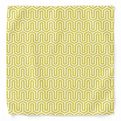 Deco Egyptian motif _ mustard gold and white Bandana