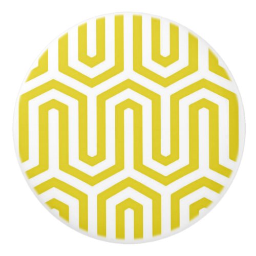 Deco Egyptian motif _ mustard gold and white Ceramic Knob