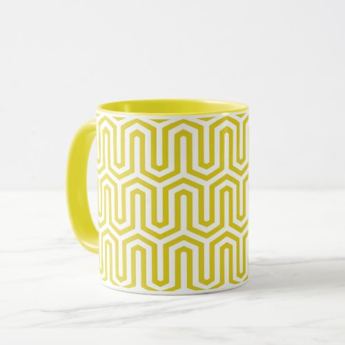 Deco Egyptian motif _ mustard gold and white Mug