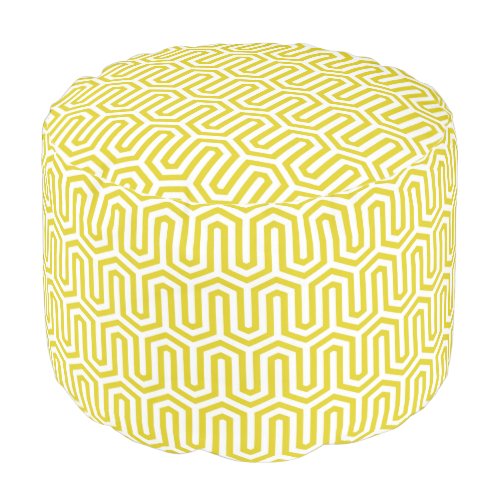 Deco Egyptian motif _ mustard gold and white Pouf