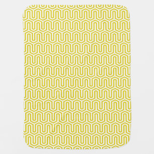 Deco Egyptian motif - mustard gold and white Stroller Blanket