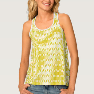Deco Egyptian Motif Mustard Gold and White Tank Top