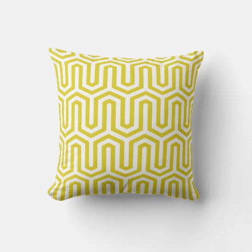 Deco Egyptian motif _ mustard gold and white Throw Pillow