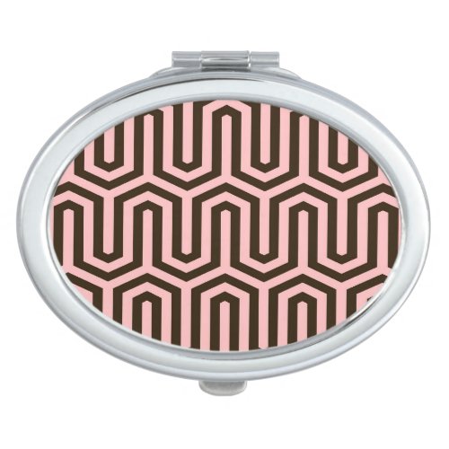 Deco Egyptian motif _ pink and chocolate Compact Mirror