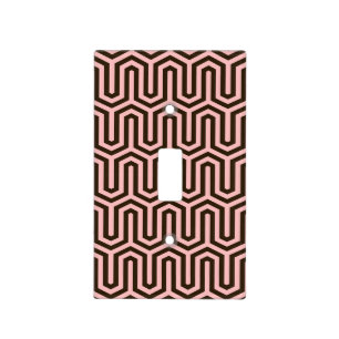 Deco Egyptian motif - pink and chocolate Light Switch Cover